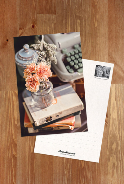 Typewriter and flowers
