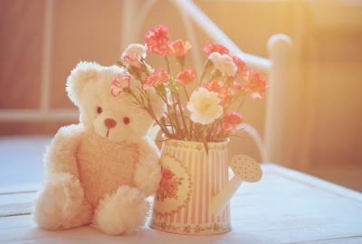 Teddy Bear and flowers