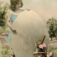 Girl with Easter Egg and Bunny