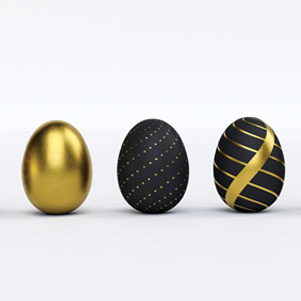Modern black and gold Easter eggs