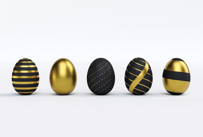 Modern black and gold Easter eggs