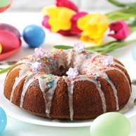 Easter cake and tulips