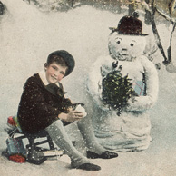 Boy with a snowman