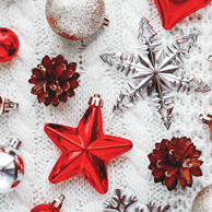 Red and silver Christmas decorations 