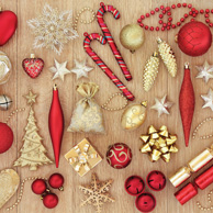 Red and gold Christmas decorations 