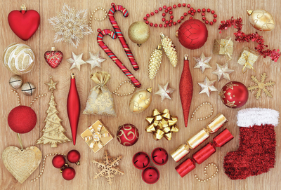 Red and gold Christmas decorations 