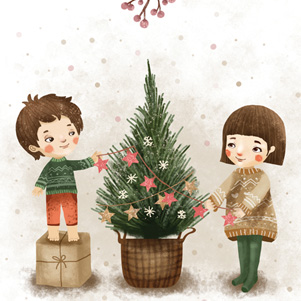 Karolina Piętoń - Children dressing up a Christmas tree
