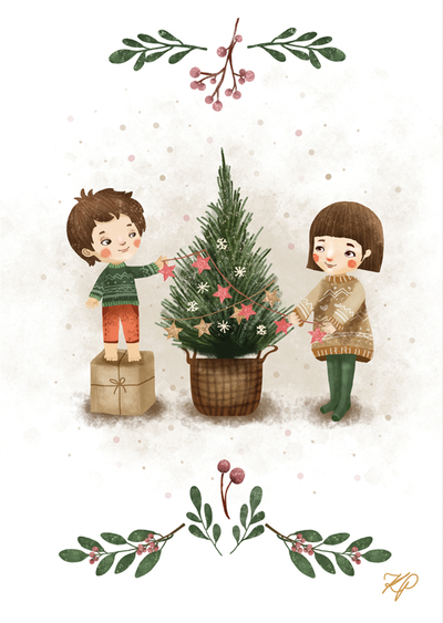 Karolina Piętoń - Children dressing up a Christmas tree
