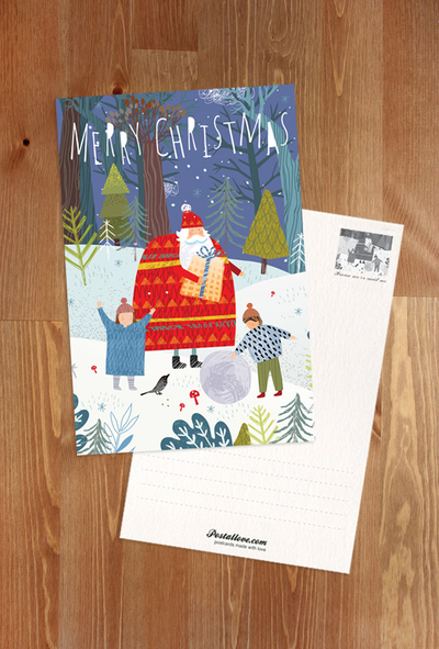 Santa, children and winter