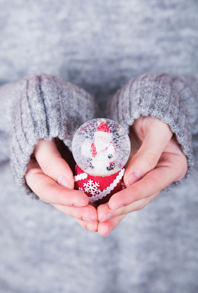Santa Claus inside crystal ball
