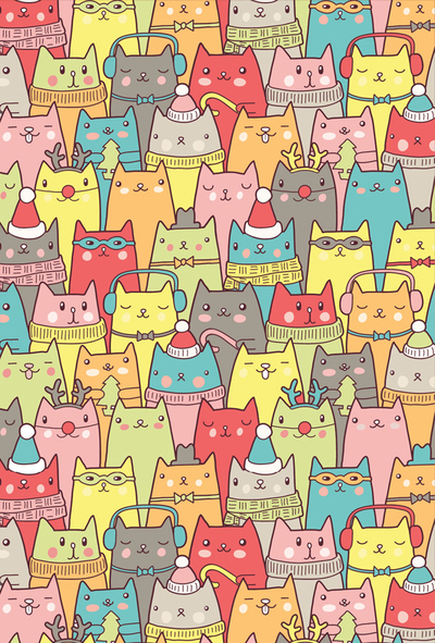Christmas colorful cats