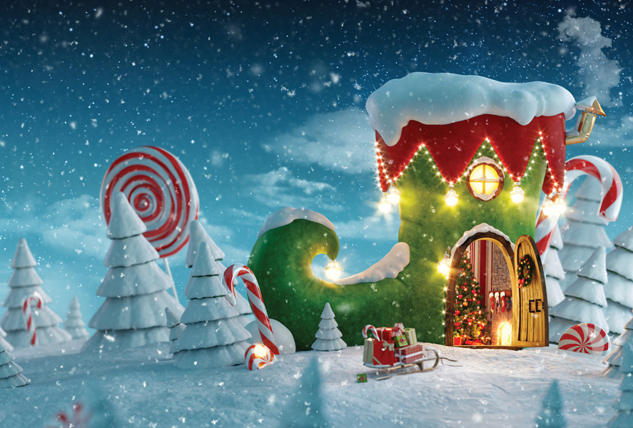 Christmas house elf shoe / Winter holidays / Postcards / Postallove