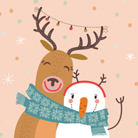 Merry Christmas - reindeer and snowman