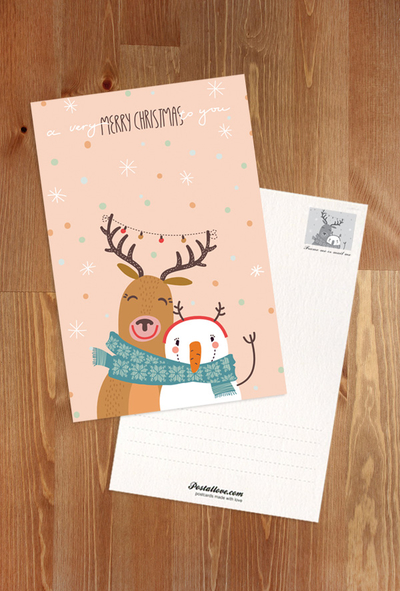 Merry Christmas - reindeer and snowman