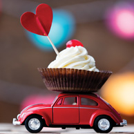 Little toy car with cup cake 
