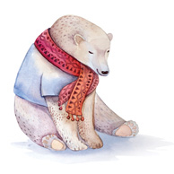 White bear in the scarf