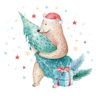 Bear with a Christmas tree