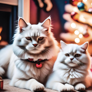 Cats under the Christmas tree